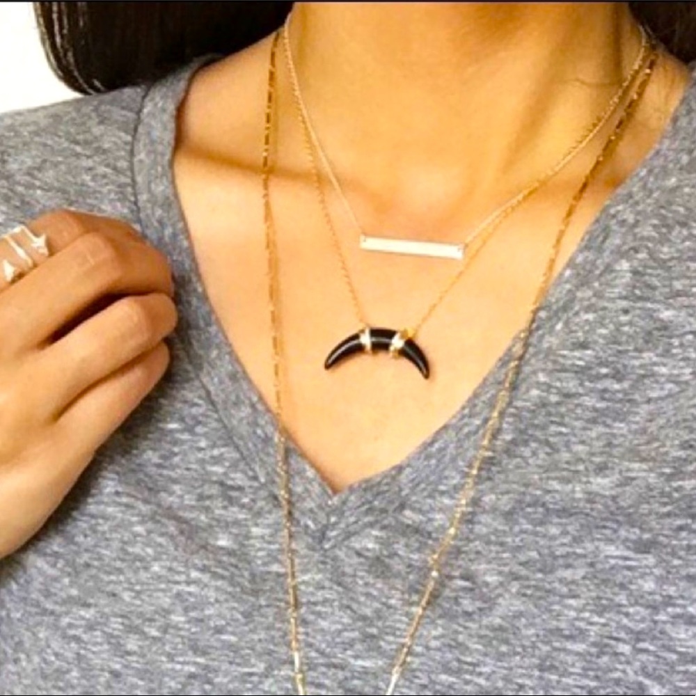 Stella & Dot Arc Pendant Necklace Black.